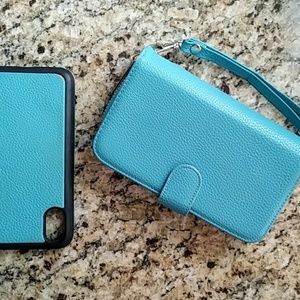 Bonus w purchase light blue wristlet wallet